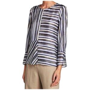 ZARA Striped Mix Print Satin-Feel Blouse